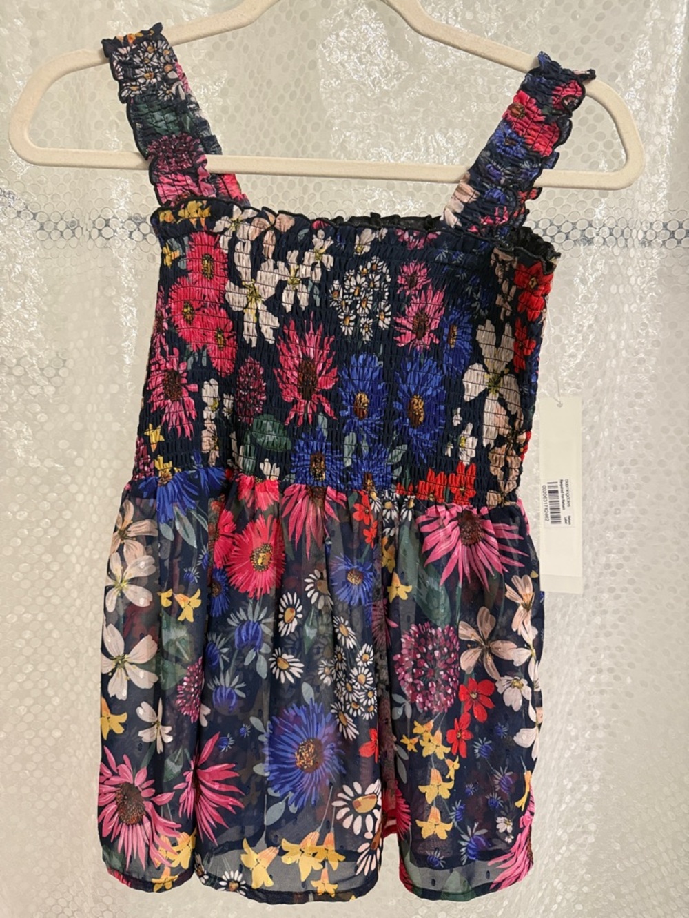 Aqua Floral Smocked Top